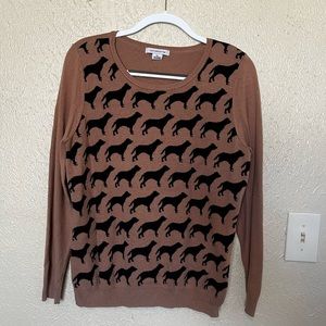 XL Liz Claiborne Tan & Black dog sweater. fits more like a regular medium